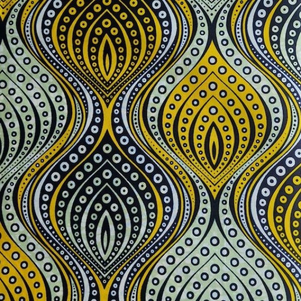 Afrikanischer Wax Print Stoff Baumwolle YELLOW DIAMONDS